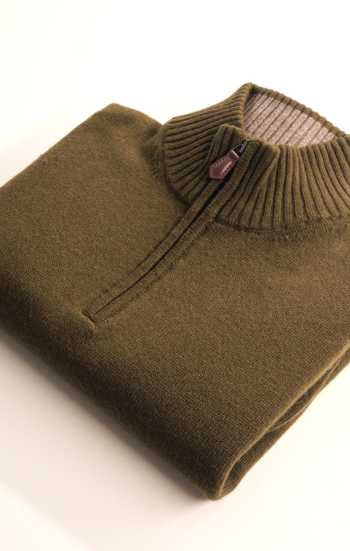 ALPIN col zippé lambswool/cashmere OLIVE