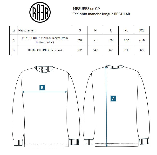 Tee-shirt ML REGULAR motif ADRENALIN NOIR VINTAGE